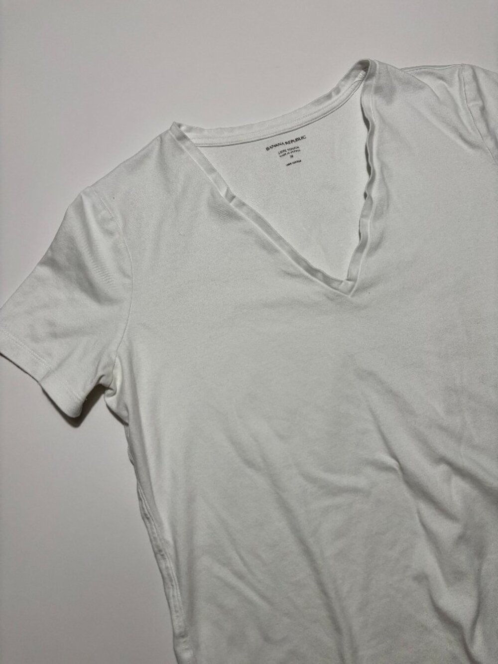 Banana Republic White V-Neck Luxe Touch Cotton T-Shirt